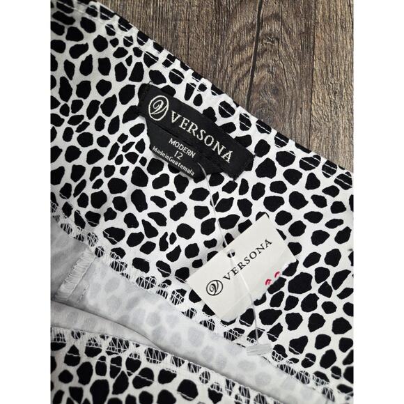 Versona NWT Modern Pull On Pant Elastic Waist Pant Black White Pattern 12 - Picture 4 of 6